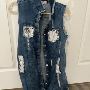 This is brand new never worn. Jean dress with sequins. Bought from a boutique.